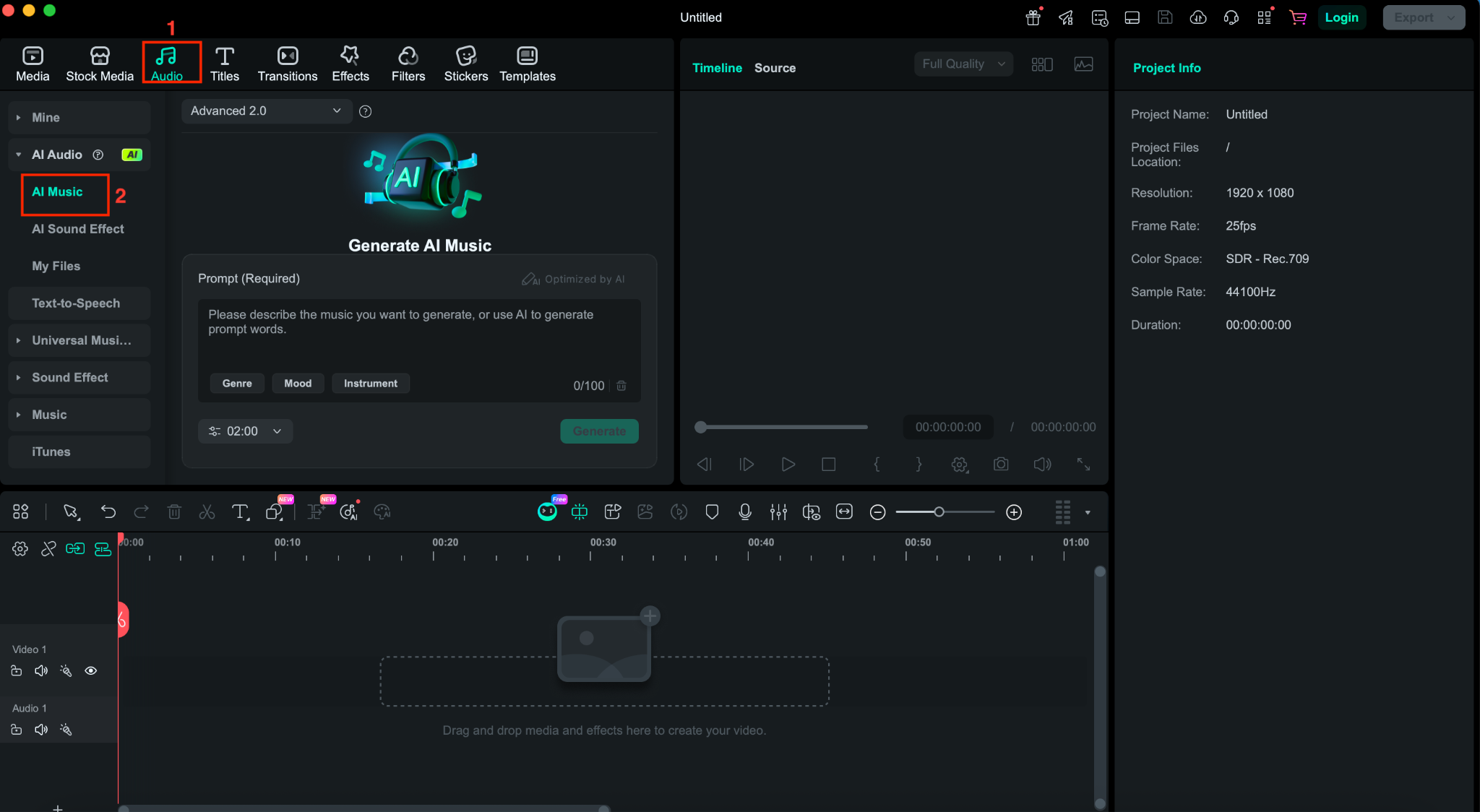 wondershare filmora ai music