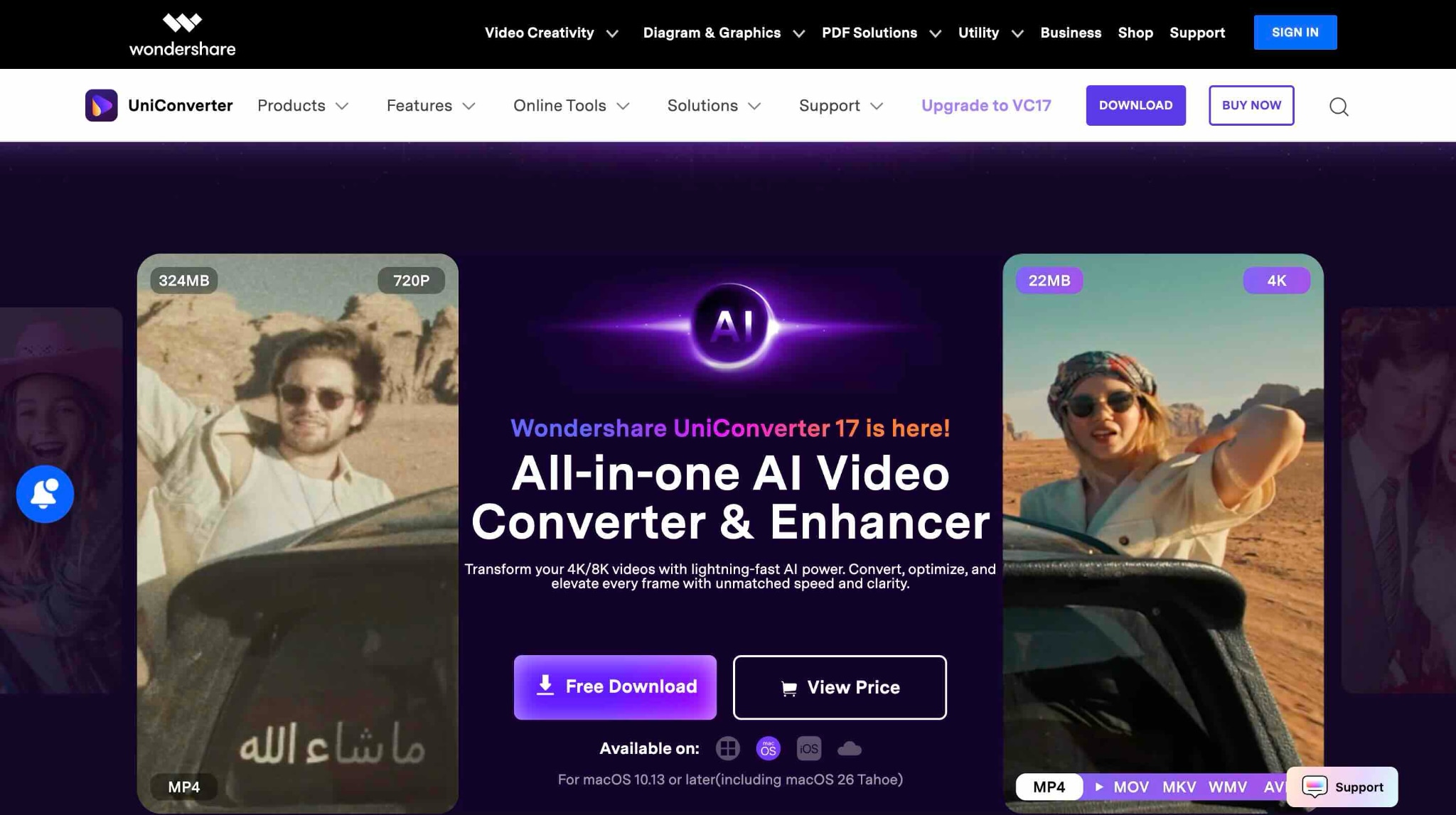 wondershare uniconverter homepage