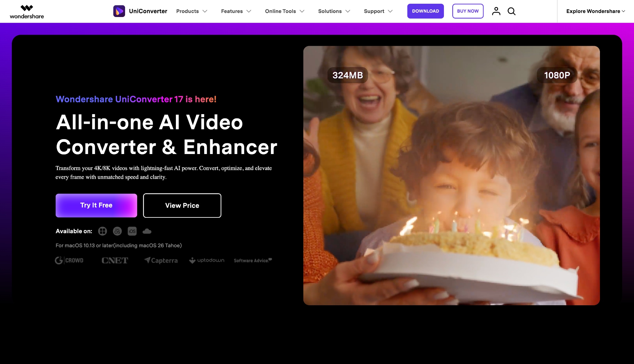wondershare uniconverter homepage