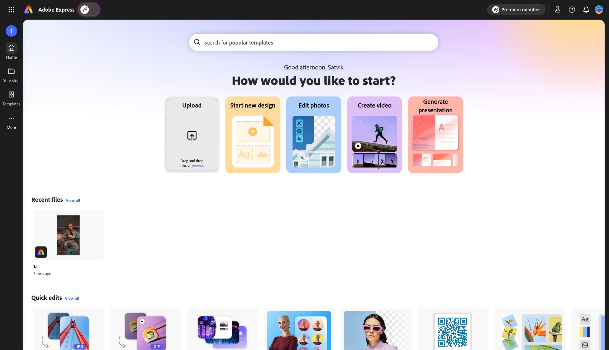 adobe express homepage