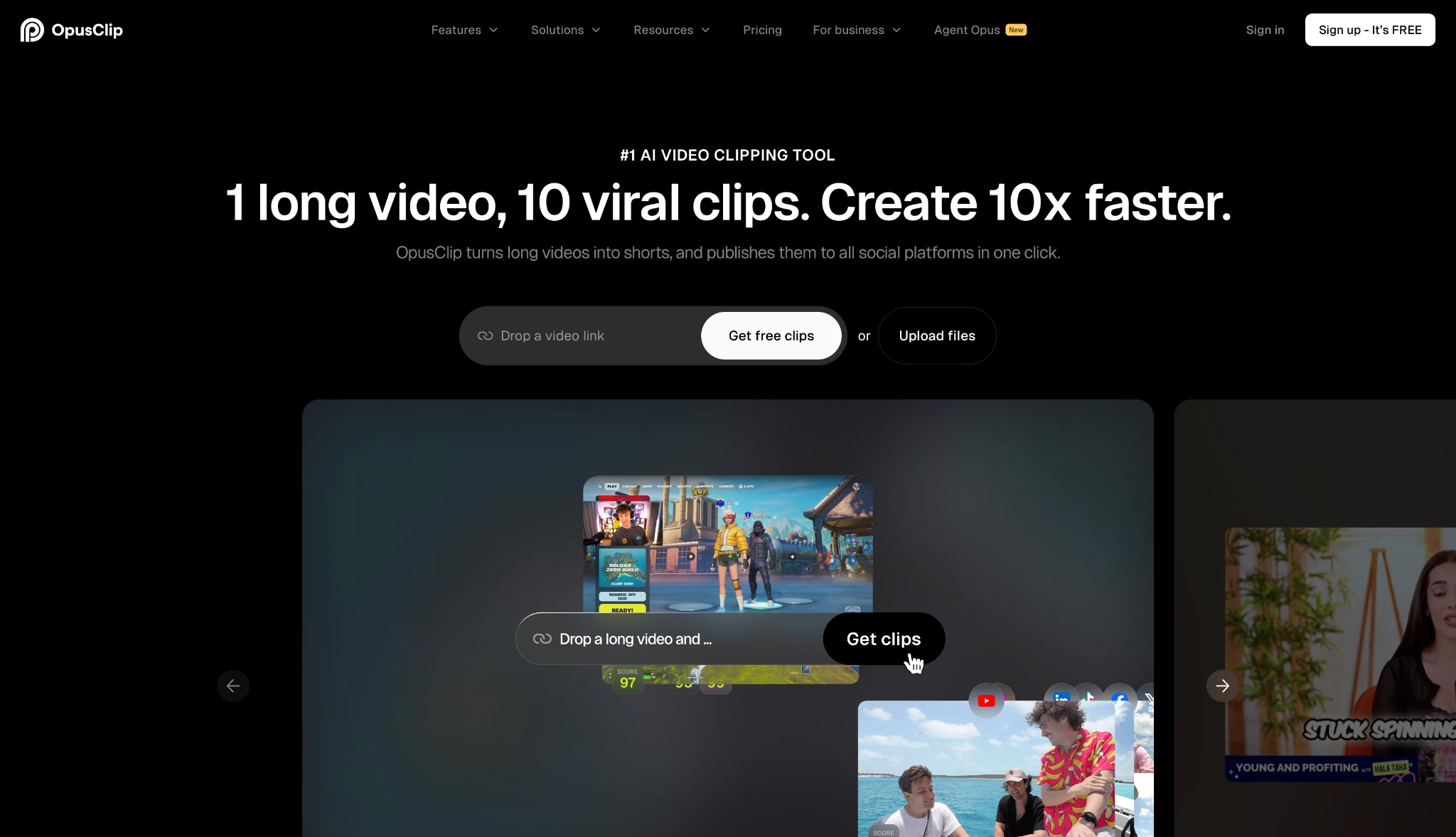 opus clip homepage