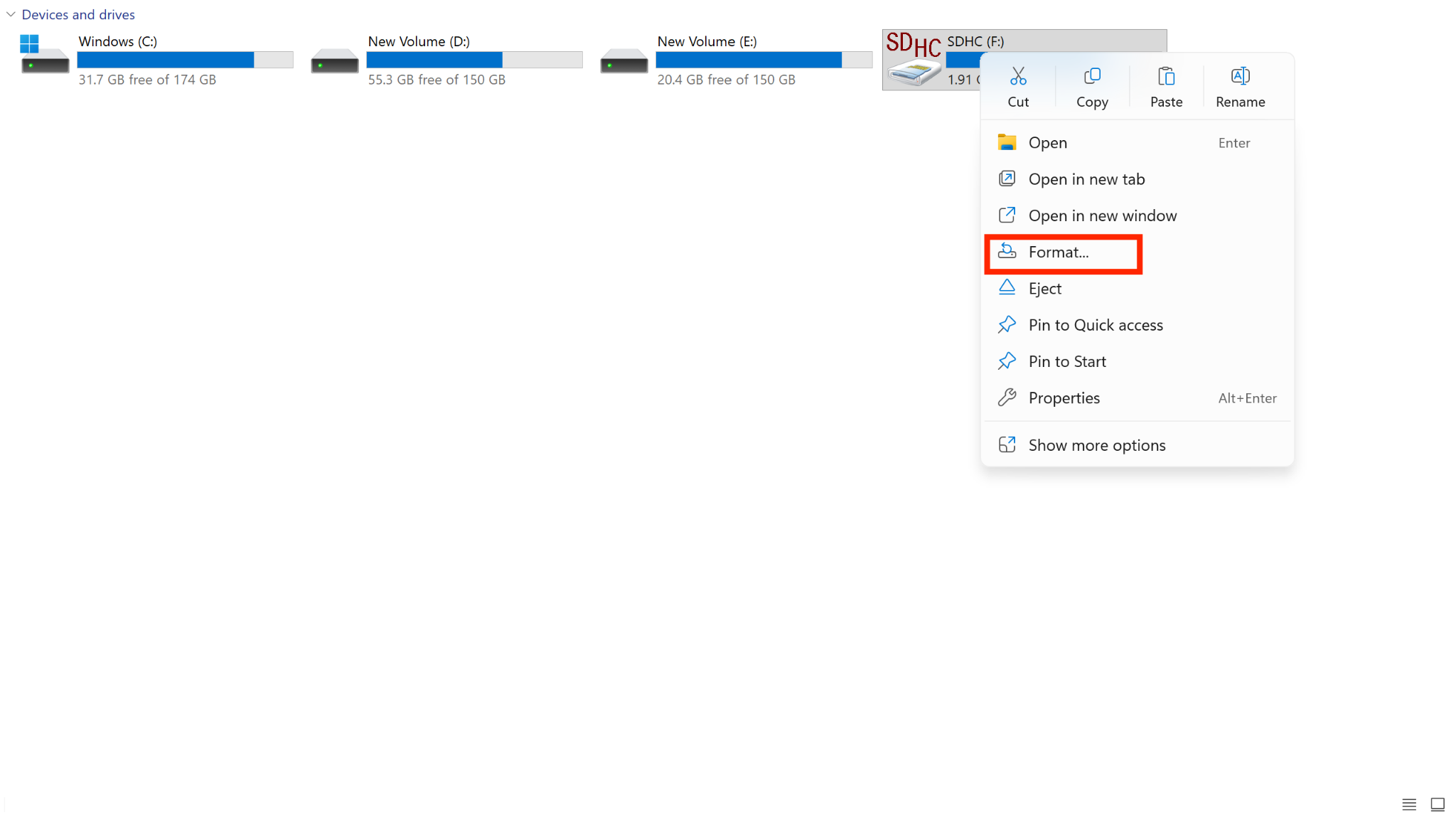 sd card speed format