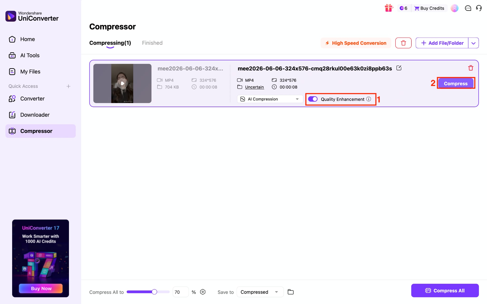 wondershare uniconverter compress