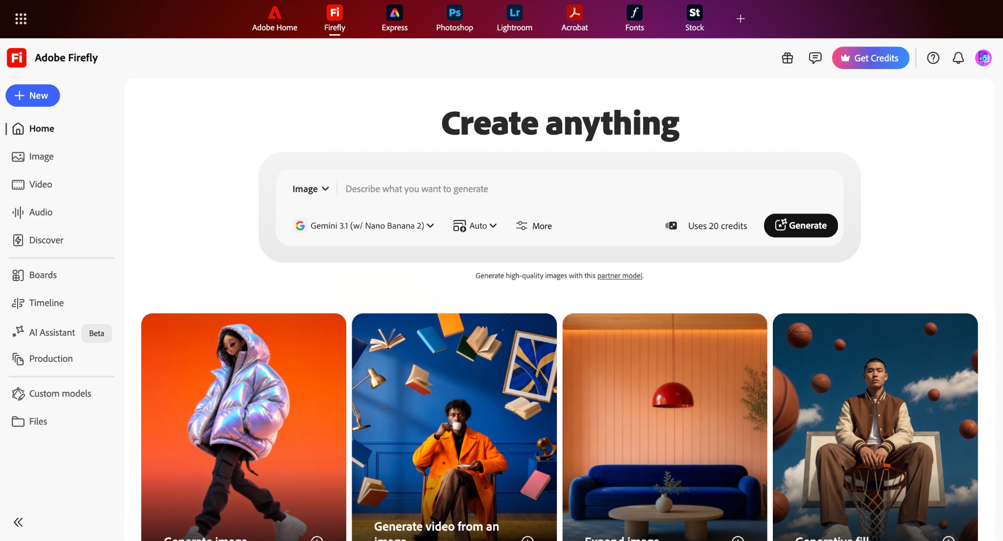adobe firefly homepage