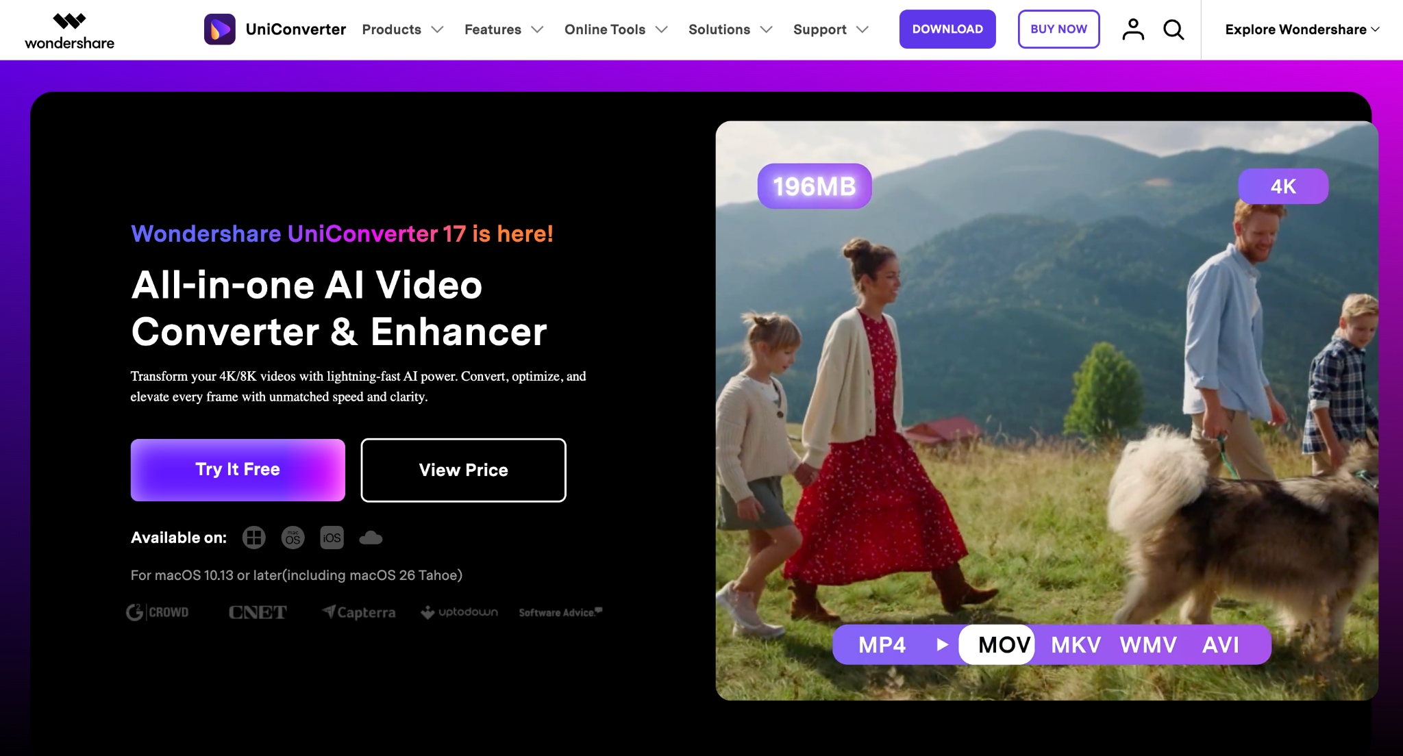 wondershare uniconverter homepage