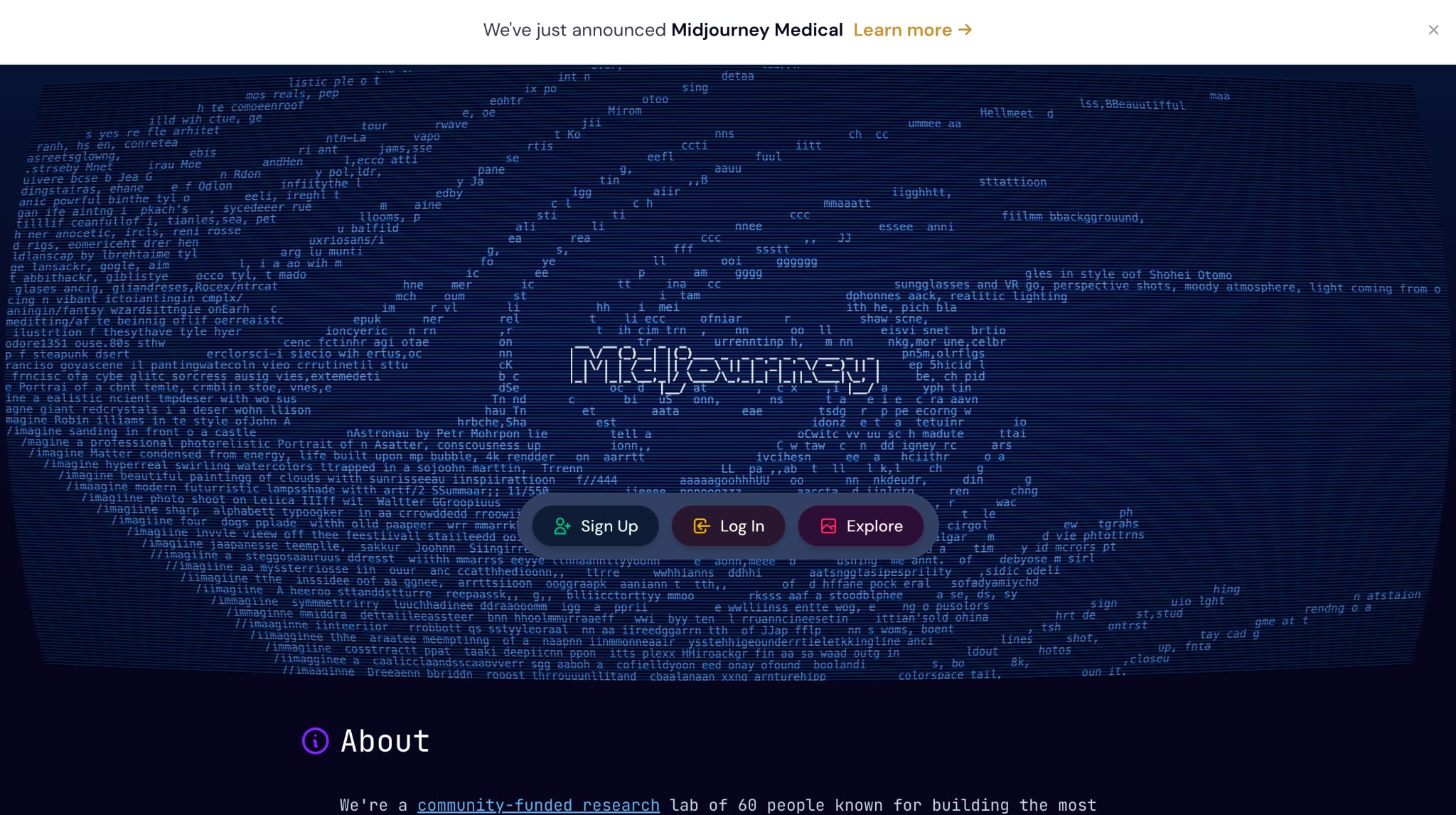 midjourney homepage