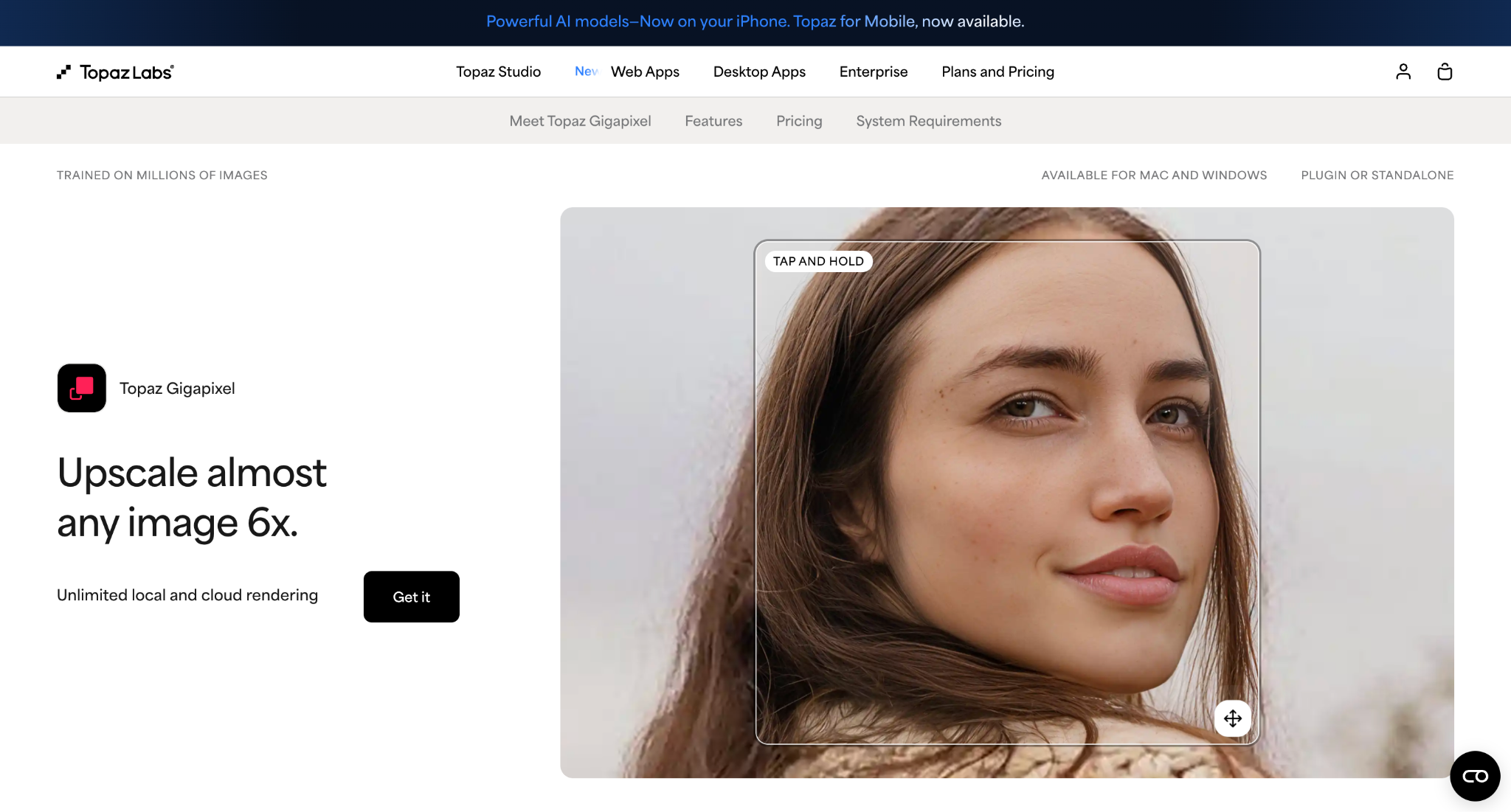 topaz gigapixel ai homepage