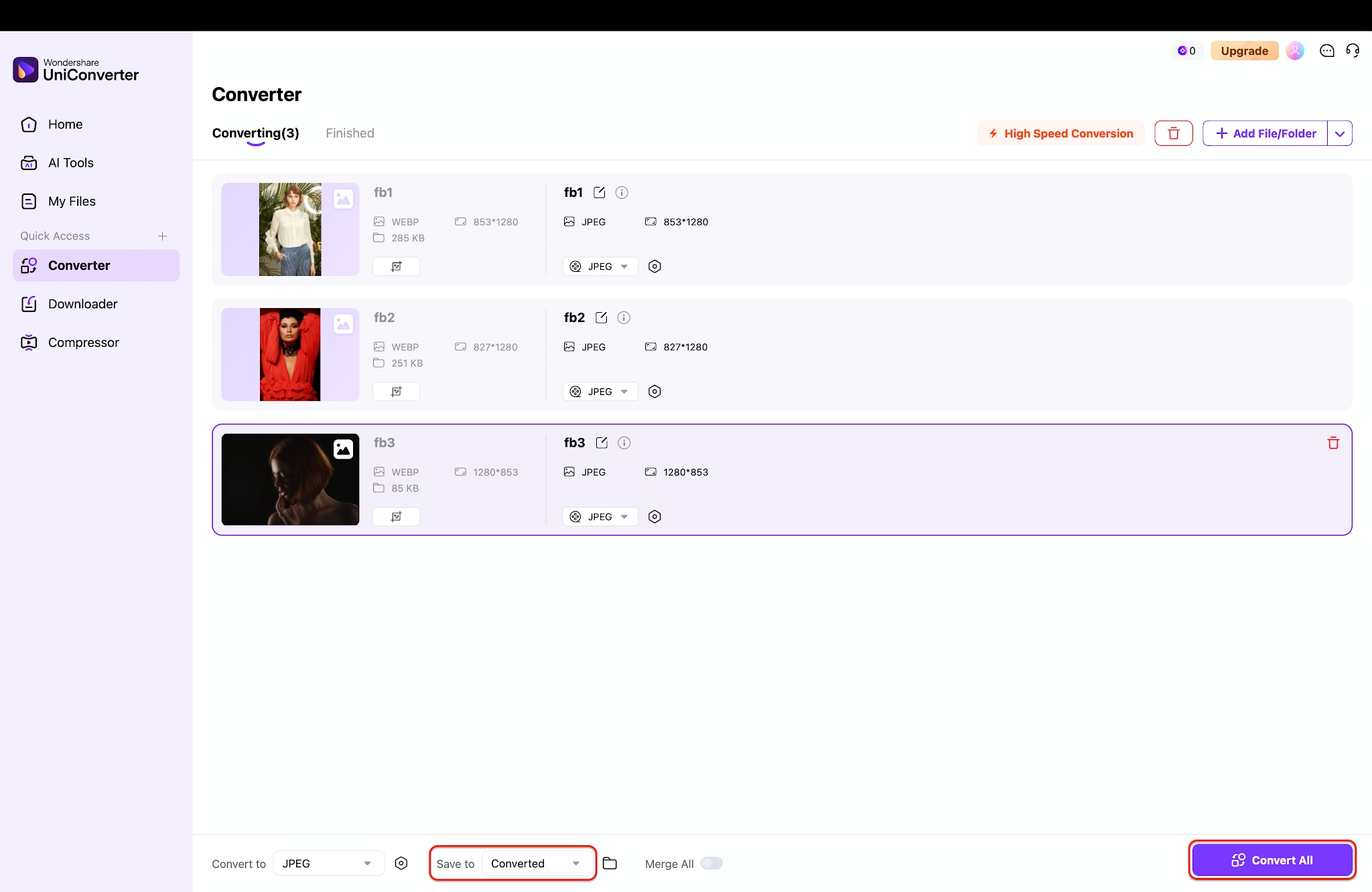 click convert all to batch convert