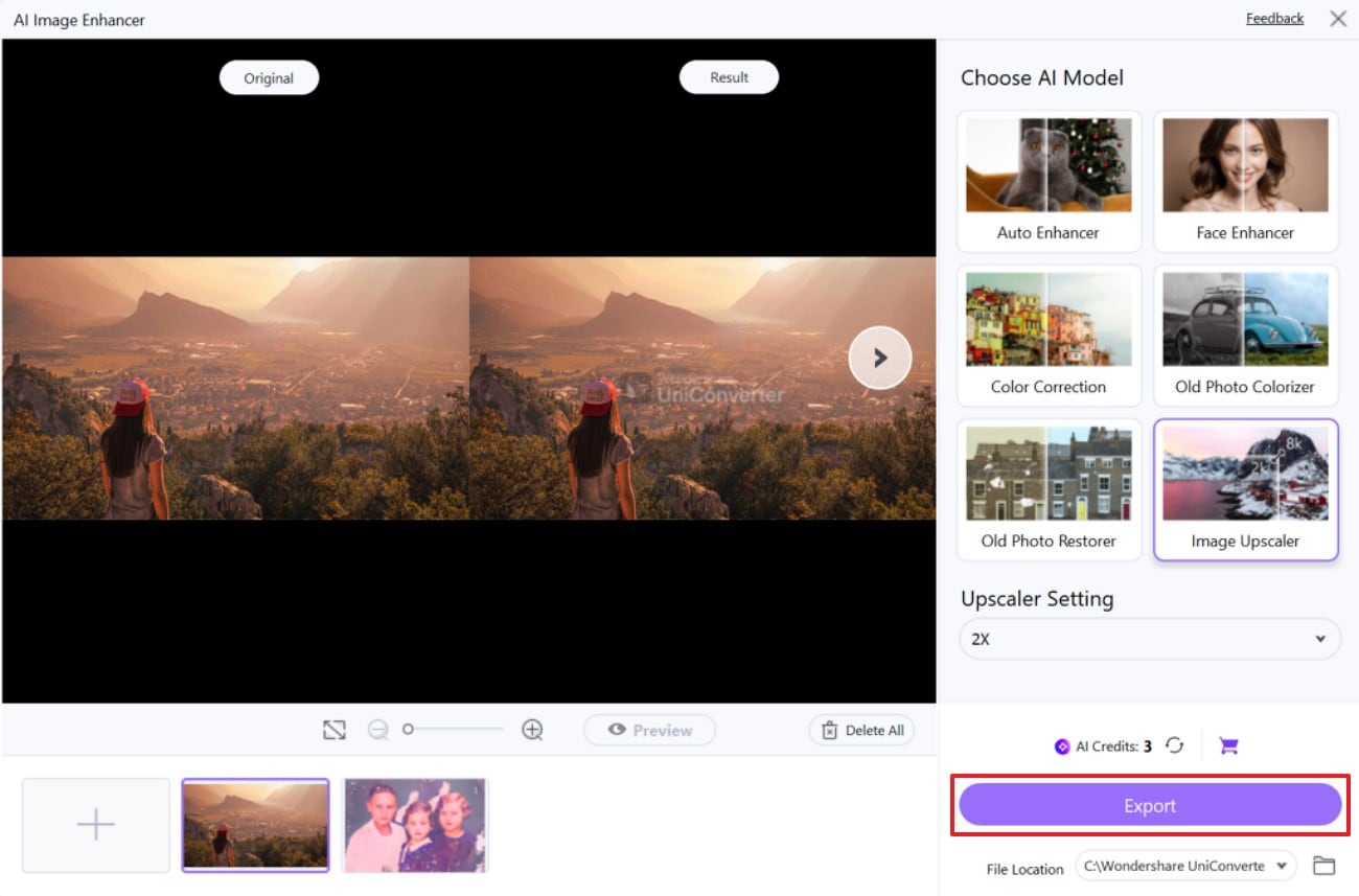 preview results enhanced images