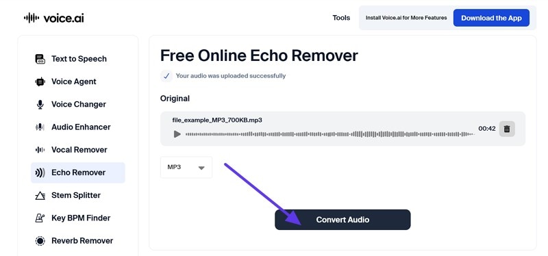 supprimer l'écho, convertir l'audio