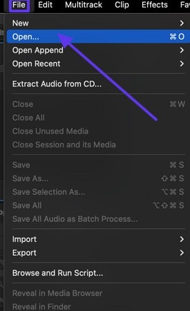 ouvrir un fichier audio adobe audition