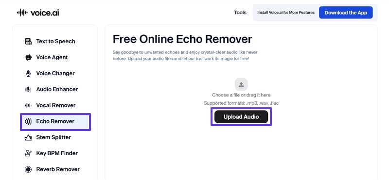 upload echo sound file voice ai