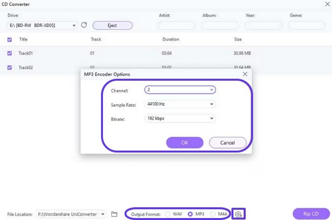 set mp3 file settings
