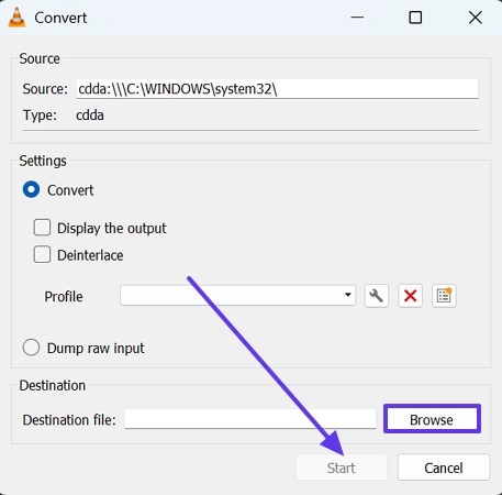 browse cda file and hit start
