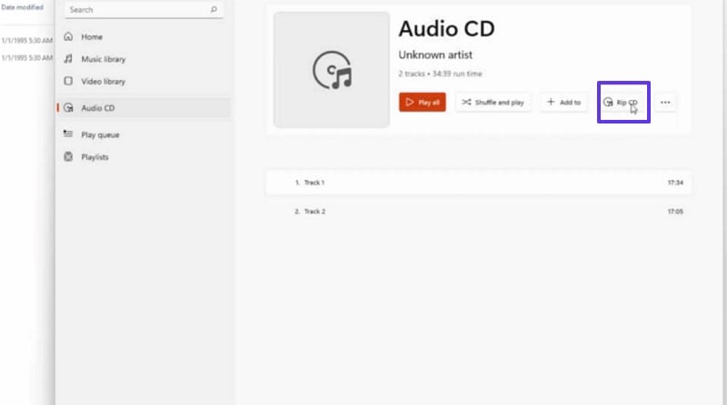 hit rip cd button