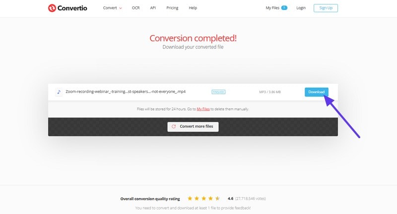 save converted mp3 file to device