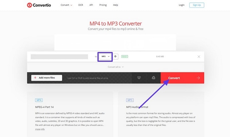 choose mp3 and hit convert button