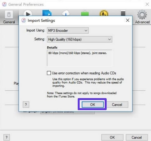 audio settings and preview mp3 file