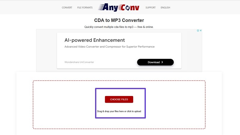 upload cda file to browser