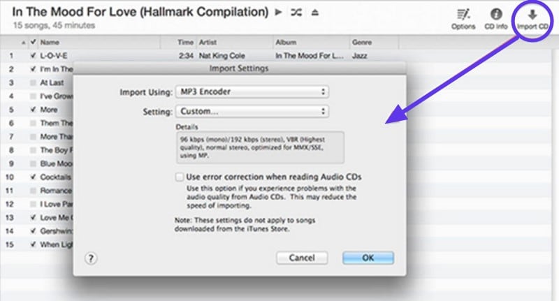 select mp3 encoder to import