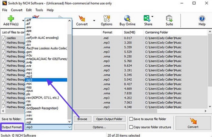 change cda to output format mp3