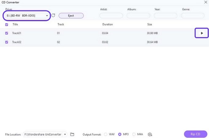 preview and play cd in uniconverter