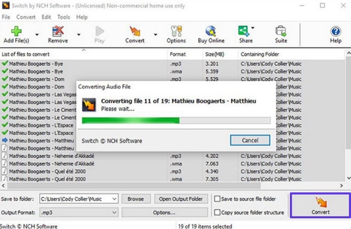 hit convert button initiate procedure