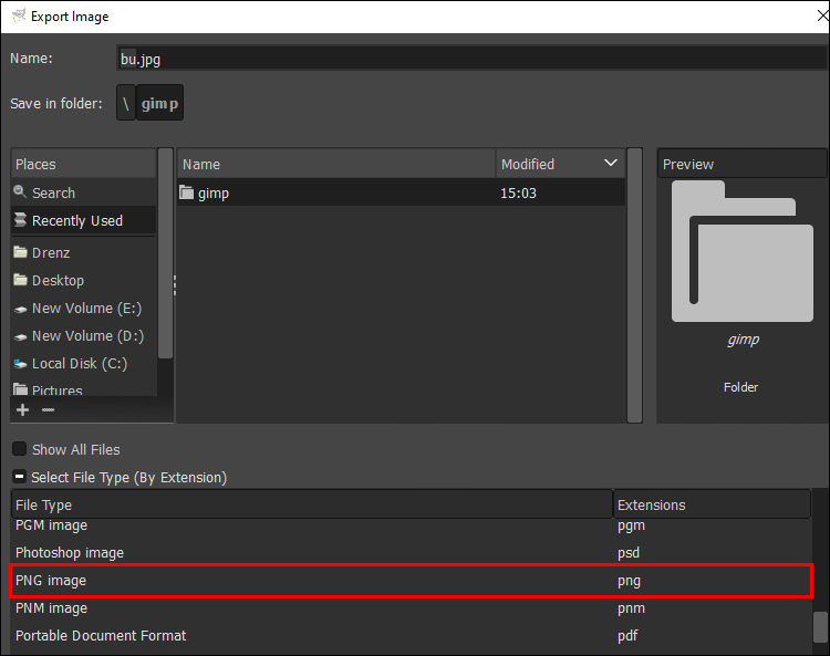 gimp convert dds to png file
