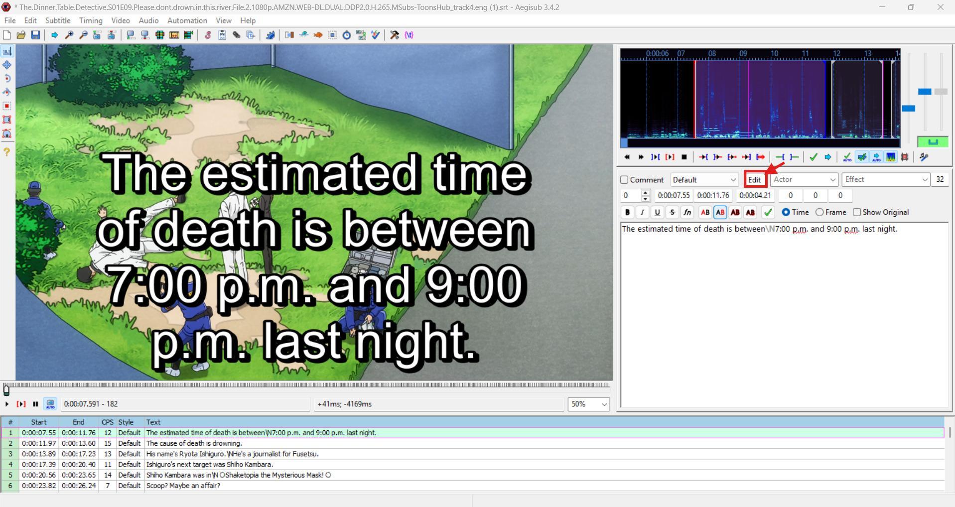aegisub edit subtitles