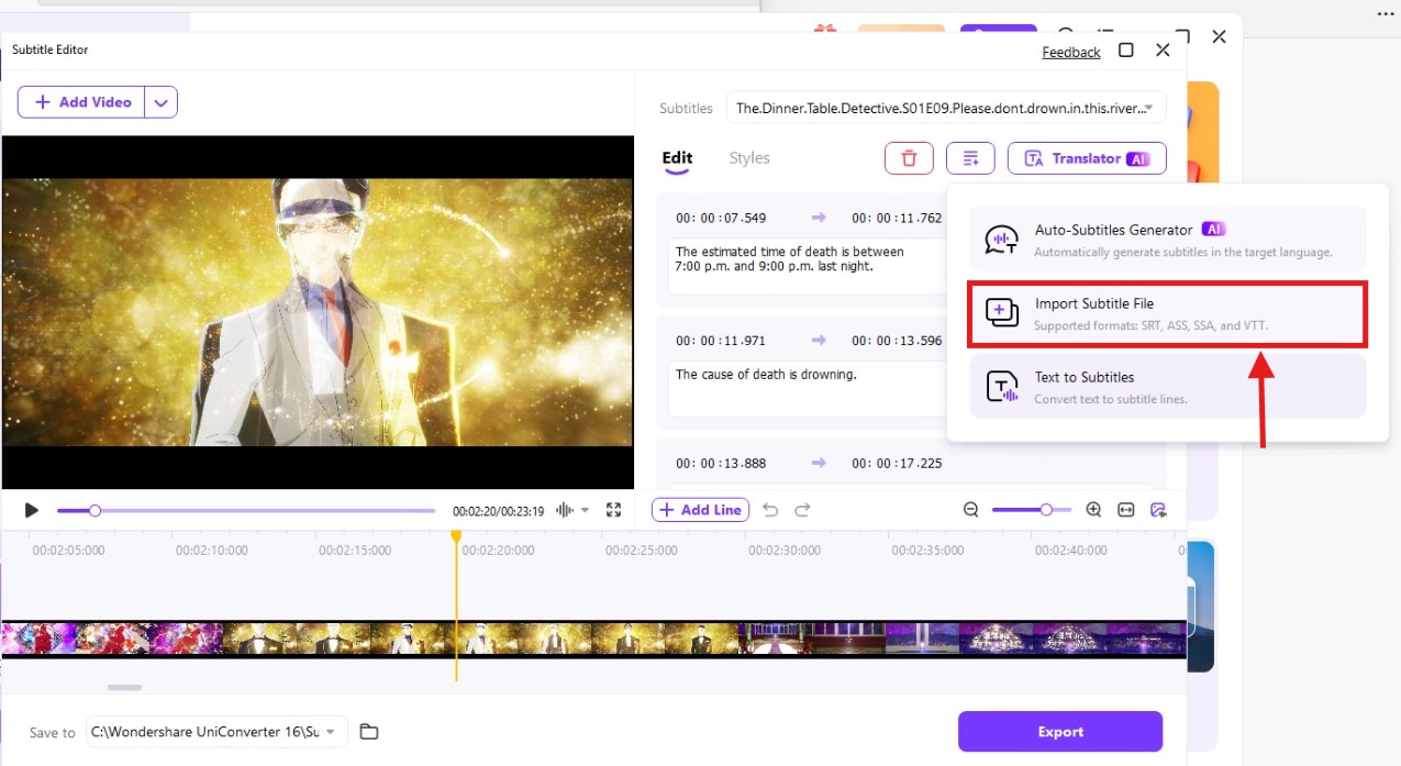 uniconverter import subtitle