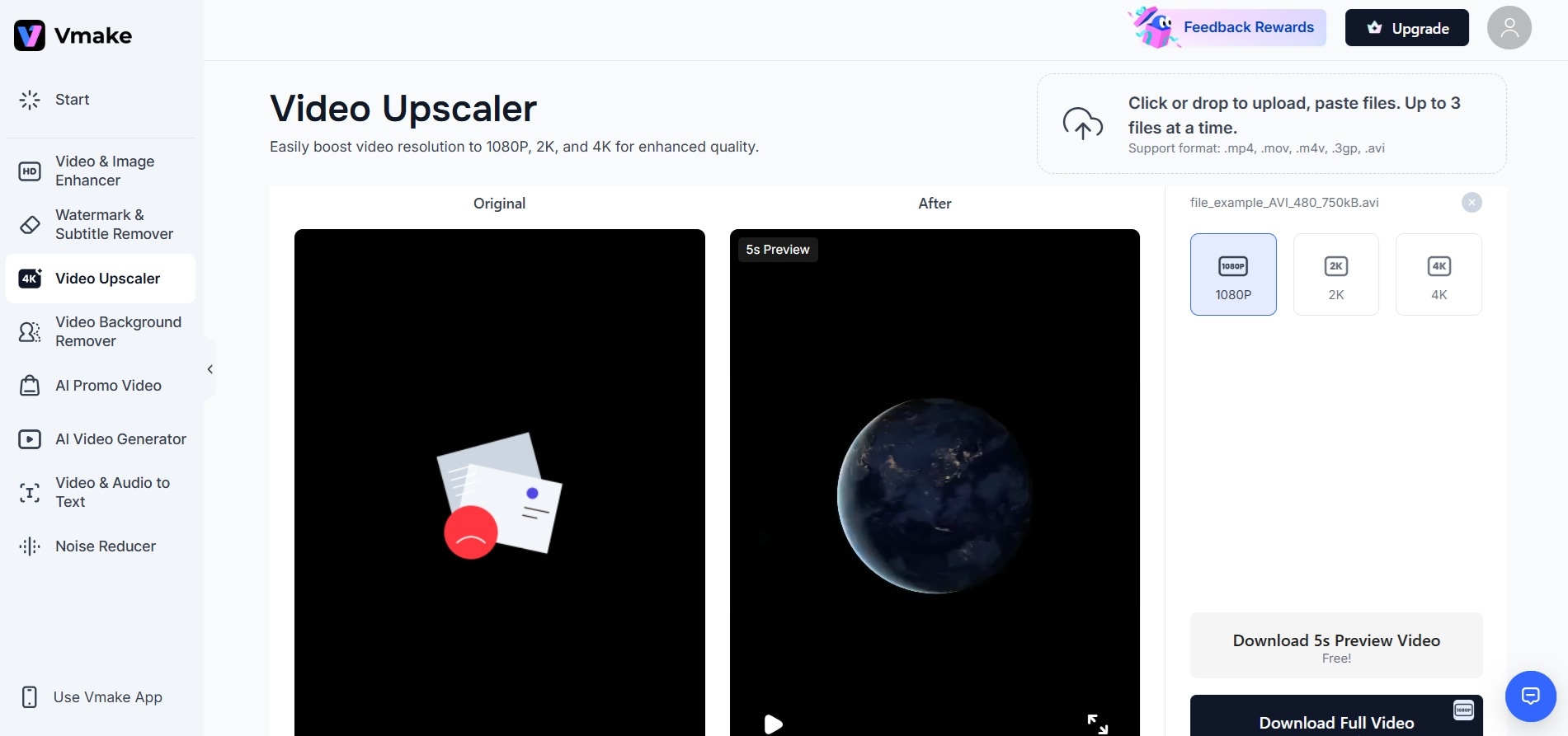 video upscaler in vmake