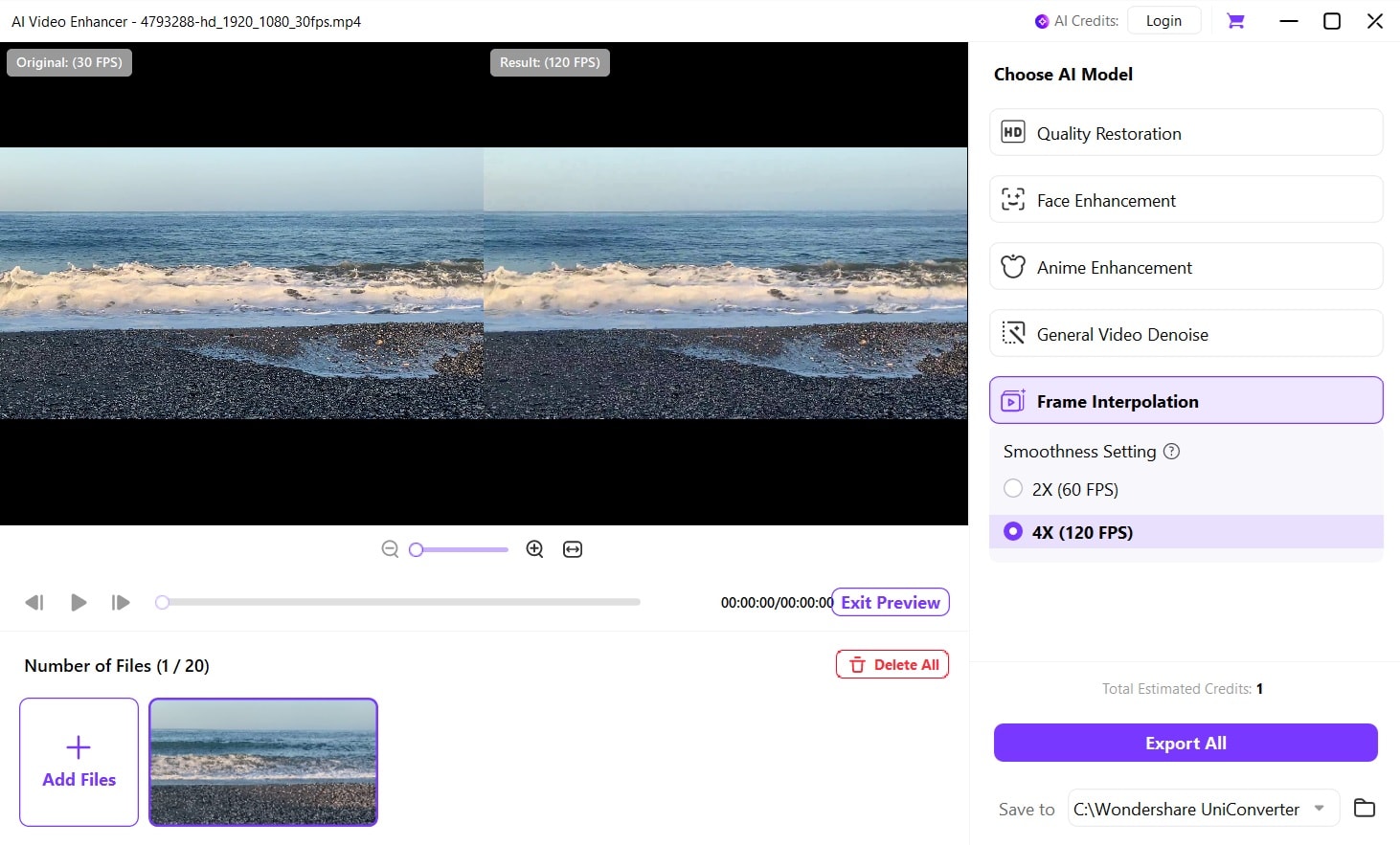preview and save video in 120 fps
