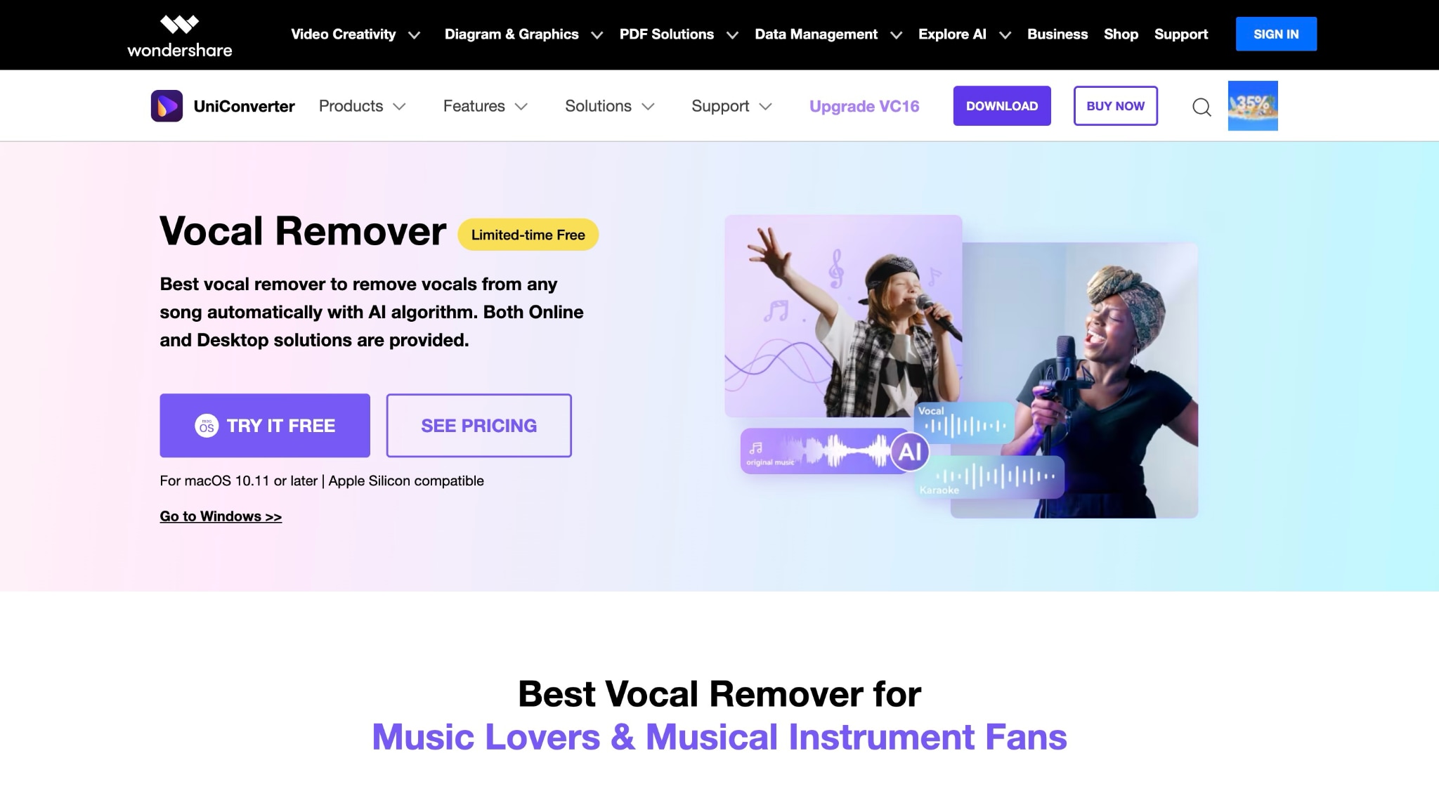 wondershare uniconverter free vocal remover