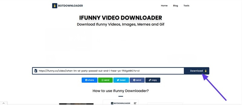use ifunny downloader video link