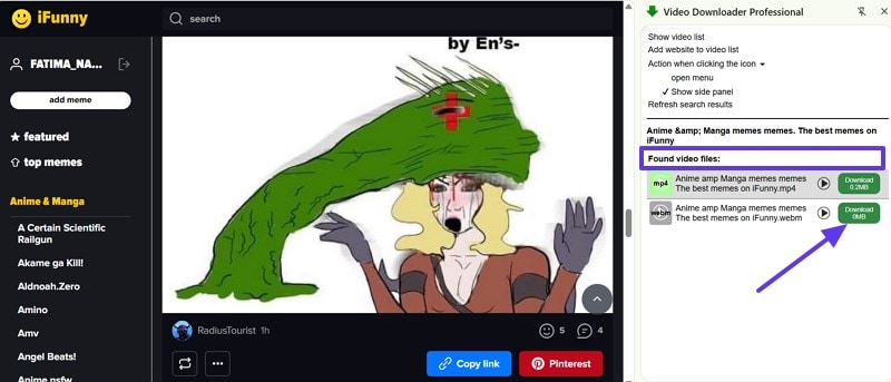 télécharger une vidéo ifunny avec l'extension Chrome