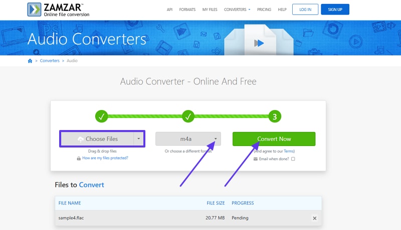 set audio file m4a convert