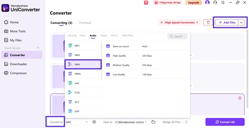 add flac files convert to m4a