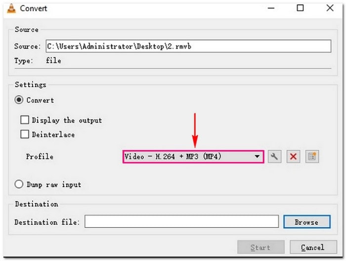 use vlc to convert rmvb to mp4