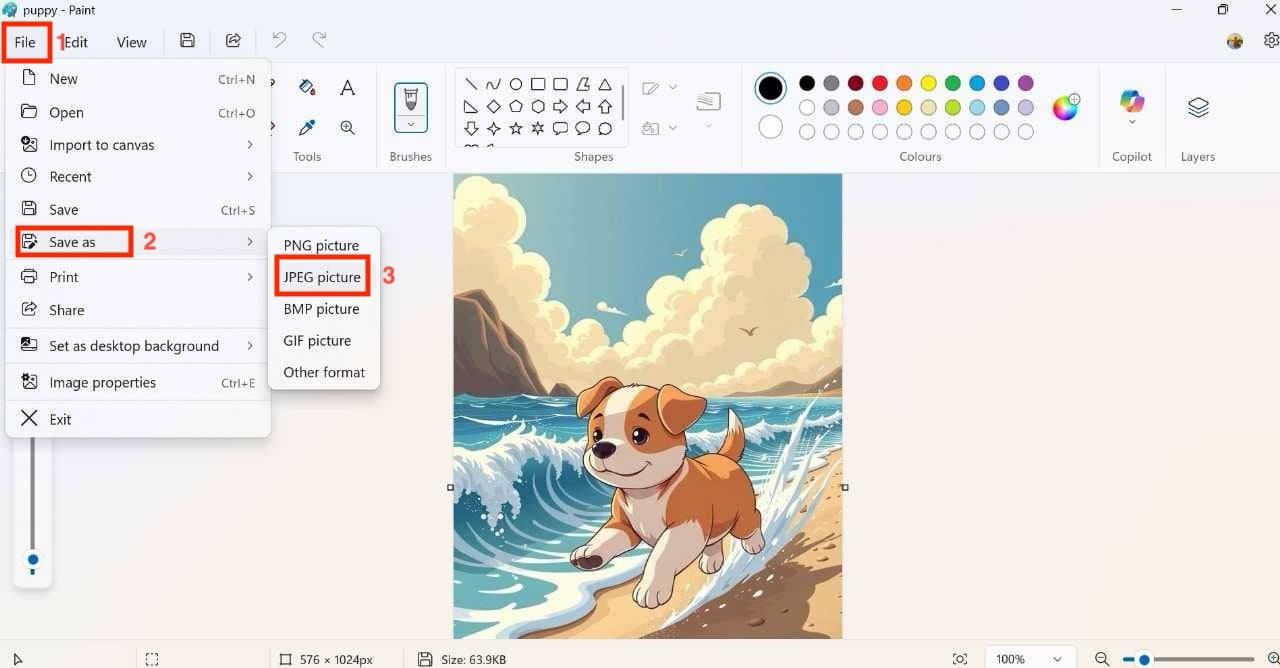 microsoft paint save image