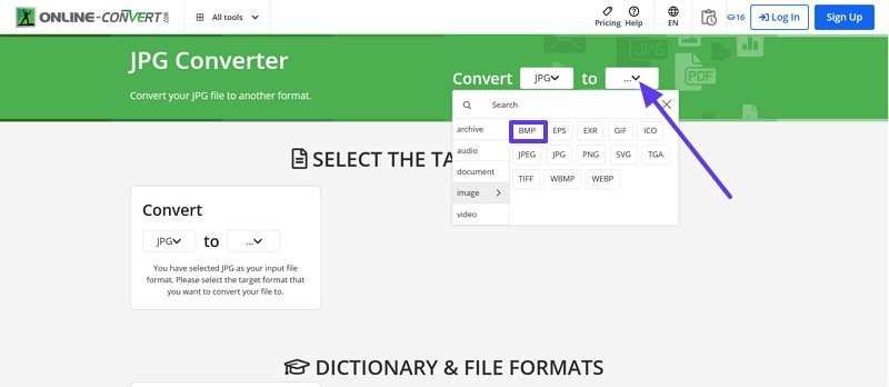 online-convert convert jpg to bmp