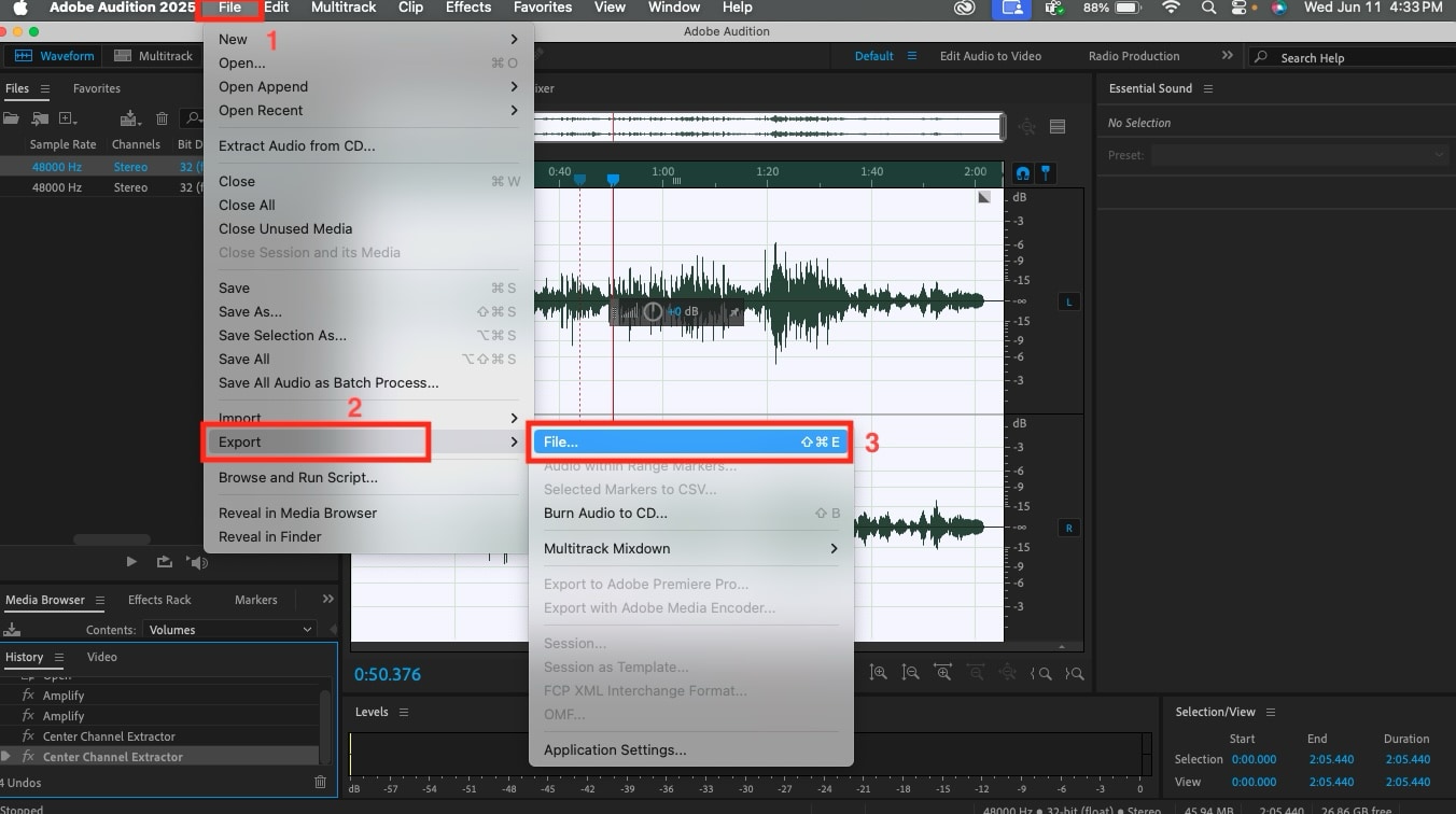 adobe audition export file