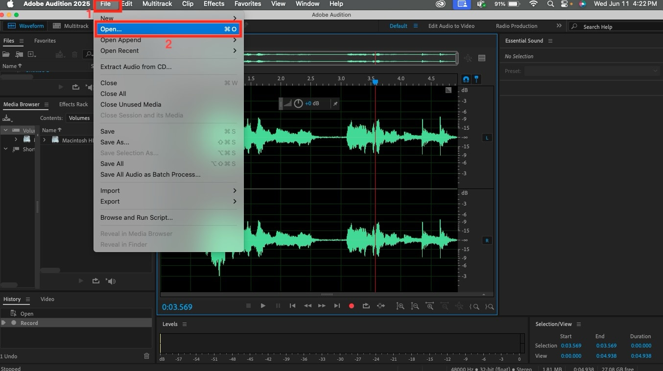 adobe audition open file