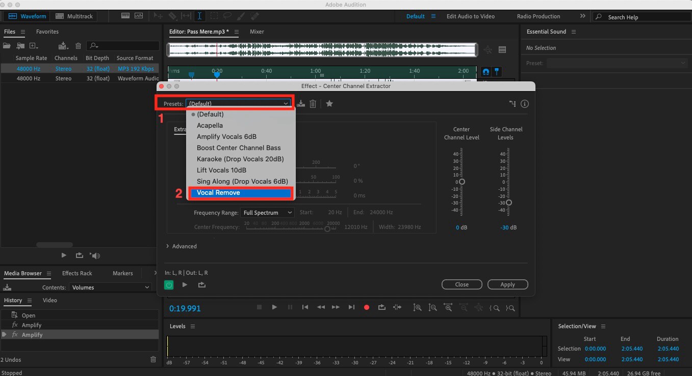 adobe audition vocal remove