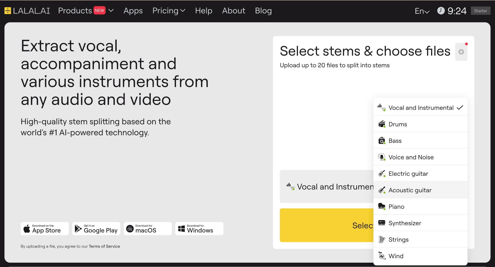 lalal.ai homepage
