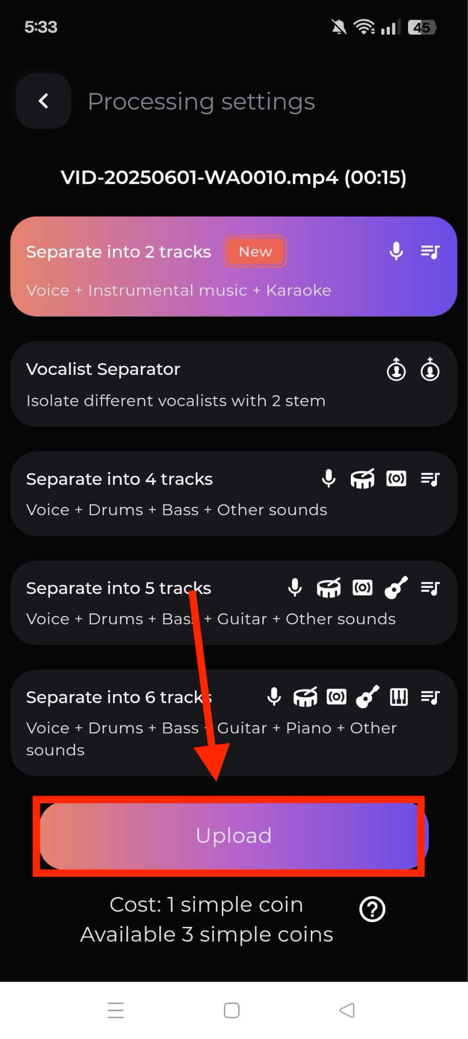 unmix upload