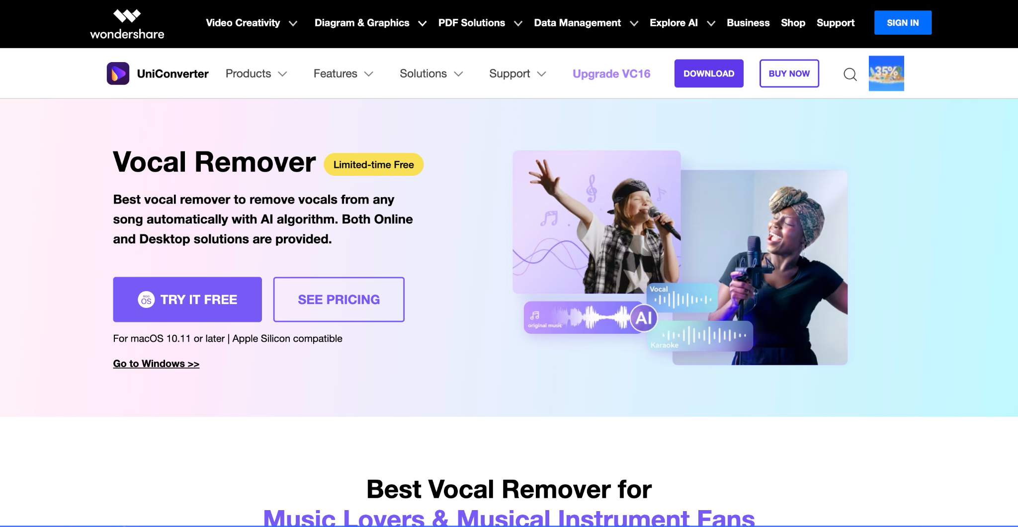 wondershare uniconverter vocal remover