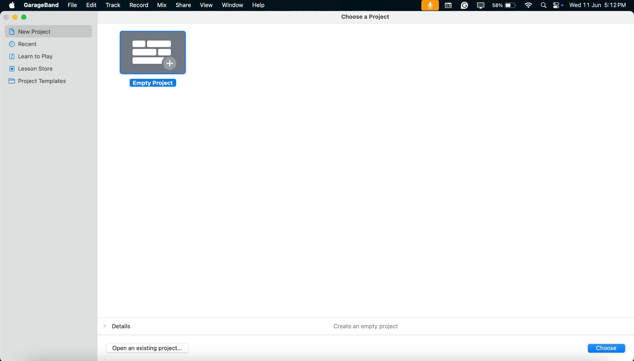 garageband dashboard