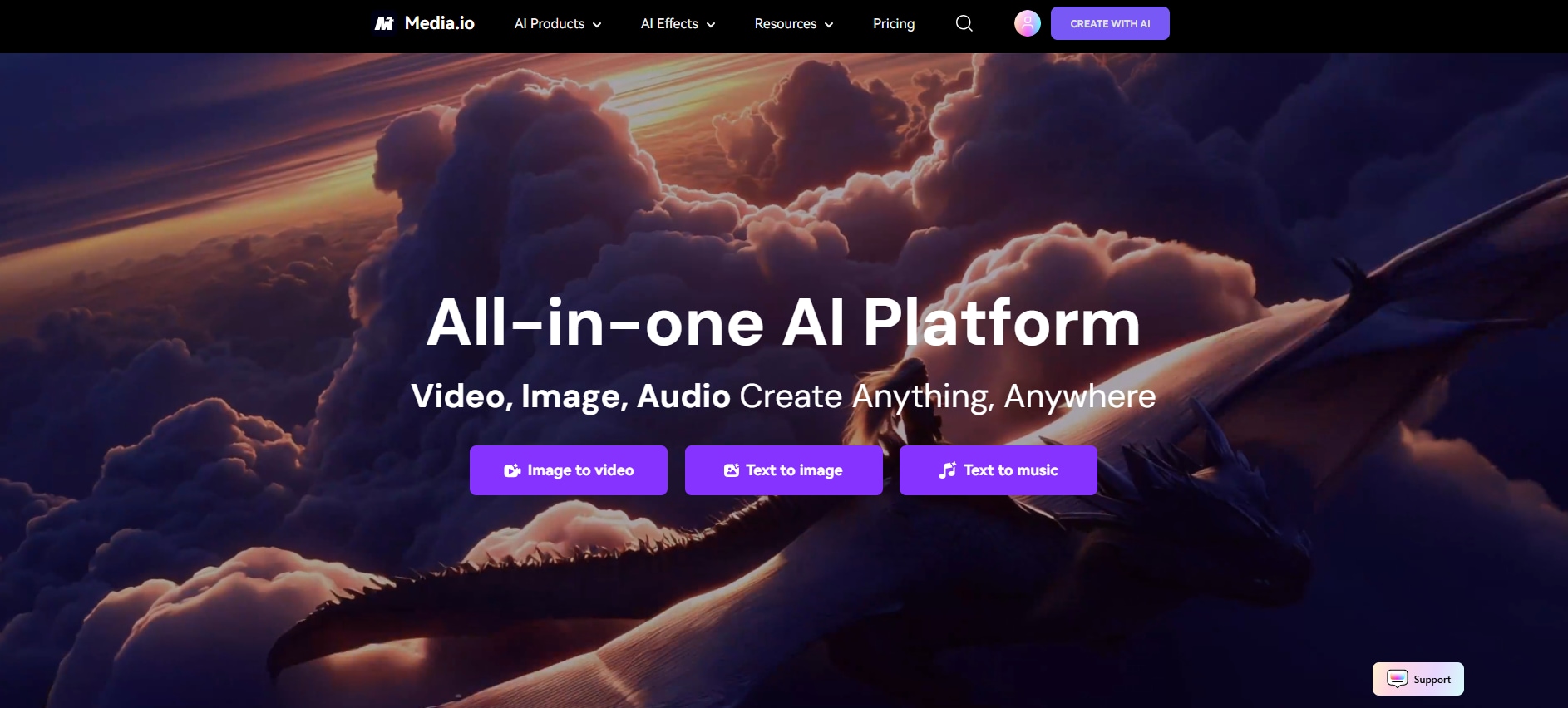 media.io dashboard