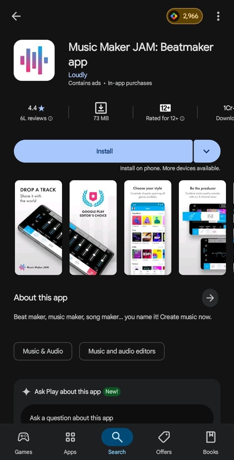 music maker jam dashboard