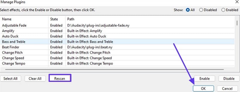 rescan reverb remove echo in audacity